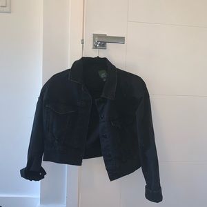 Cropped black denim jacket